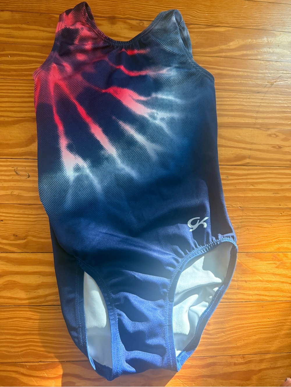 Navy Blue & Coral Tie-Dye Athletic Tank GK CM leotard